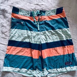 Patagonia Men's Swim Shorts - Teal, Coral, and White